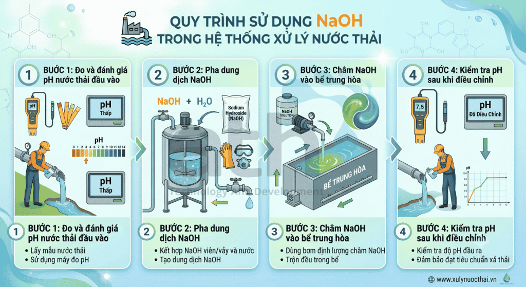 Quy trình sử dụng NaOH trong hệ thống xử lý nước thải