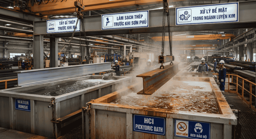 HCl trong tẩy gỉ công nghiệp